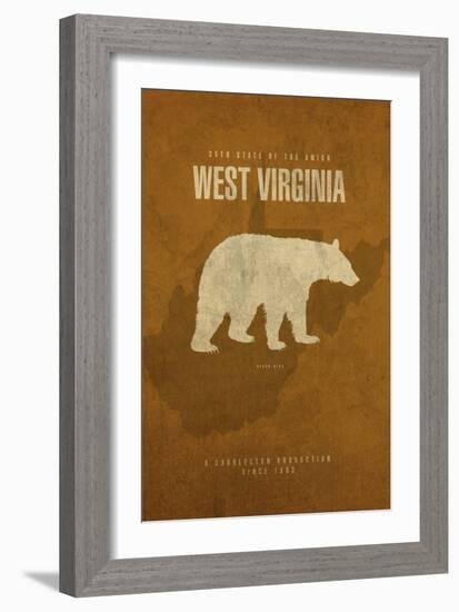 WV State Minimalist Posters-Red Atlas Designs-Framed Giclee Print