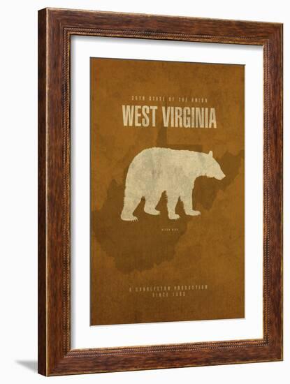 WV State Minimalist Posters-Red Atlas Designs-Framed Giclee Print