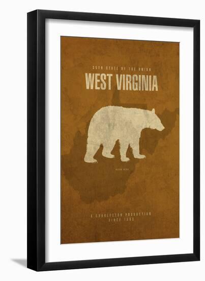 WV State Minimalist Posters-Red Atlas Designs-Framed Giclee Print