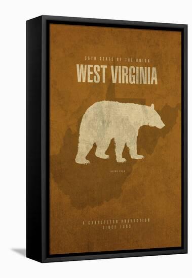WV State Minimalist Posters-Red Atlas Designs-Framed Premier Image Canvas