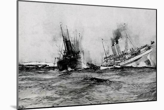 WW1 - British Hospital Ship Anglia Sinks, November 17th 1915-Charles Dixon-Mounted Art Print