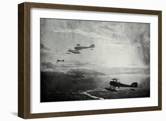 WW1 - British Seaplane Squadron on Patrol-Donald Maxwell-Framed Art Print