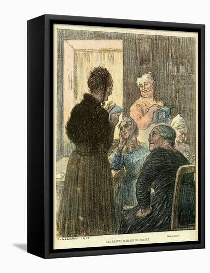 WW1 Cartoon, French Mums-C Leandre-Framed Stretched Canvas