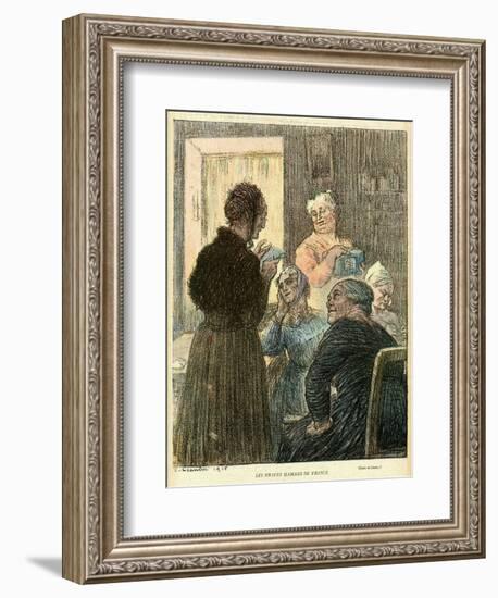 WW1 Cartoon, French Mums-C Leandre-Framed Premium Giclee Print