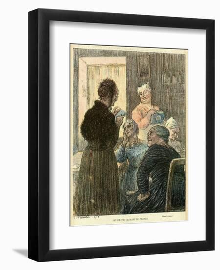 WW1 Cartoon, French Mums-C Leandre-Framed Premium Giclee Print