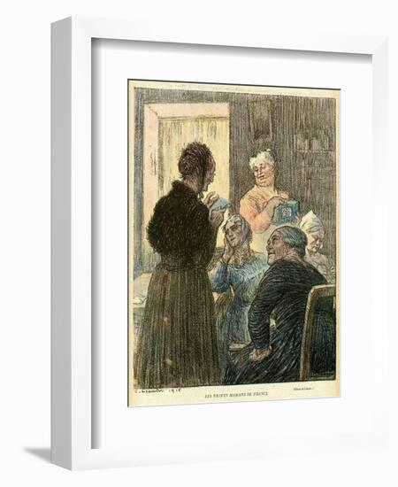 WW1 Cartoon, French Mums-C Leandre-Framed Premium Giclee Print