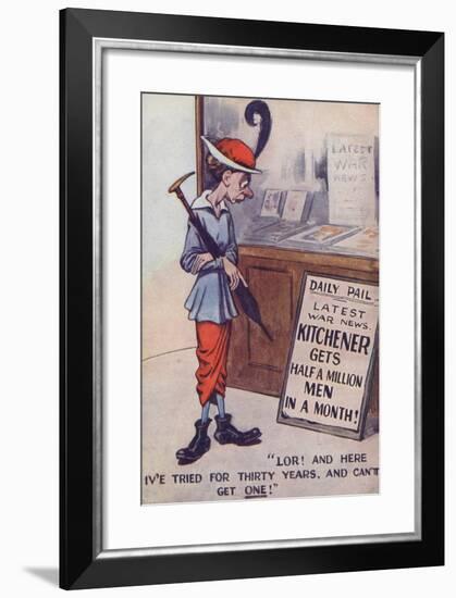 Ww1 Cartoon Propaganda Postcard About Army Recruitment-null-Framed Giclee Print