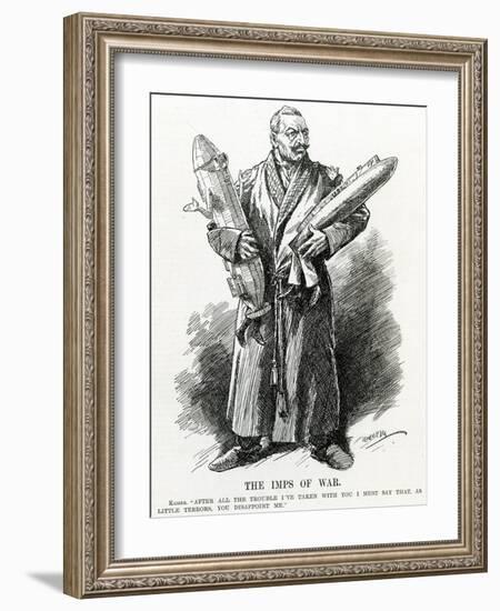 WW1 - Kaiser Disappointed with His Zeppelin and U-Boat-Leonard Craven Hill-Framed Art Print