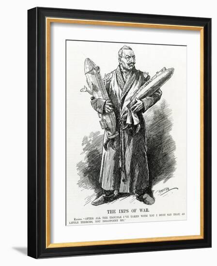 WW1 - Kaiser Disappointed with His Zeppelin and U-Boat-Leonard Craven Hill-Framed Art Print