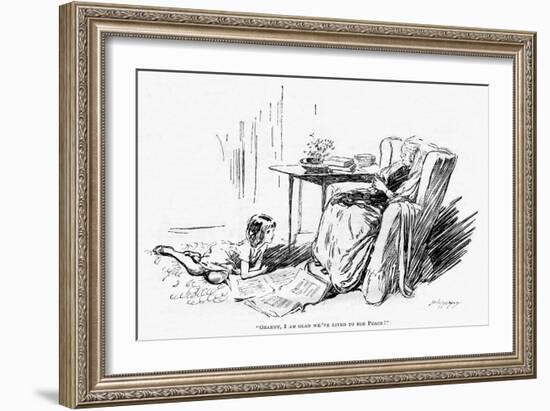 WW1 Knitting and the End of the War, Cartoon-Claude Shepperson-Framed Art Print