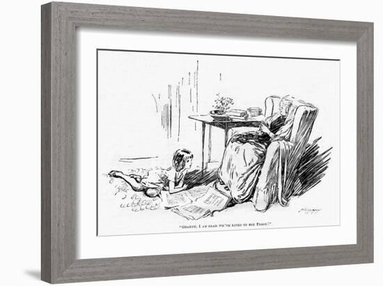 WW1 Knitting and the End of the War, Cartoon-Claude Shepperson-Framed Art Print