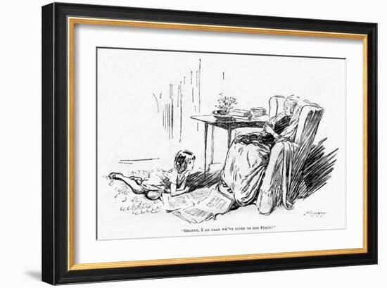 WW1 Knitting and the End of the War, Cartoon-Claude Shepperson-Framed Art Print