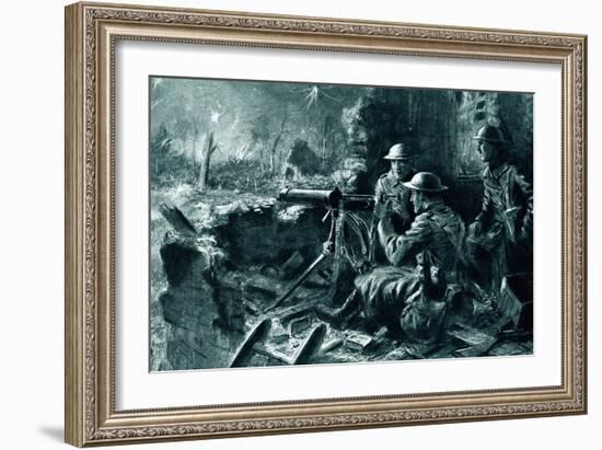 WW1 - Machine Gunners in Action-Joseph Gray-Framed Art Print