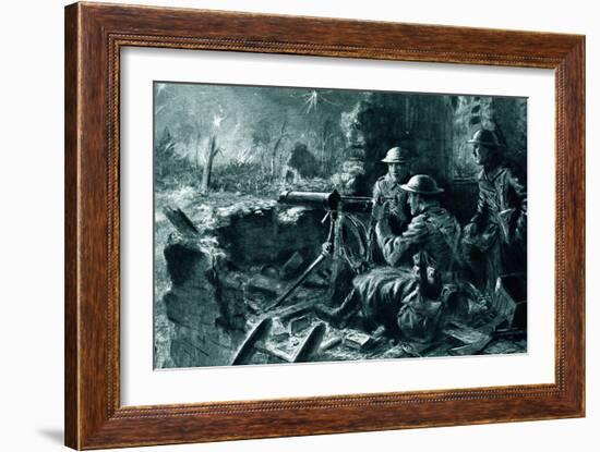 WW1 - Machine Gunners in Action-Joseph Gray-Framed Art Print