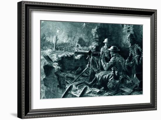 WW1 - Machine Gunners in Action-Joseph Gray-Framed Art Print