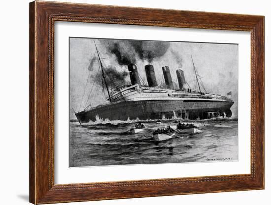 WW1 - Sinking of 'Lusitania', May 7th, 1915-Charles J. De Lacy-Framed Art Print