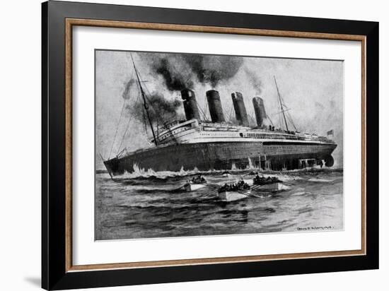 WW1 - Sinking of 'Lusitania', May 7th, 1915-Charles J. De Lacy-Framed Art Print