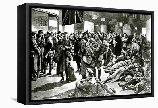 WW1 - Troops Returning to Front, Victoria Station, London-Frank Dadd-Framed Stretched Canvas