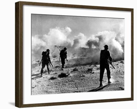 WW2 British Soldiers on Libyan Frontier 1941 Advancing Through a Smoke Screen--Framed Photographic Print