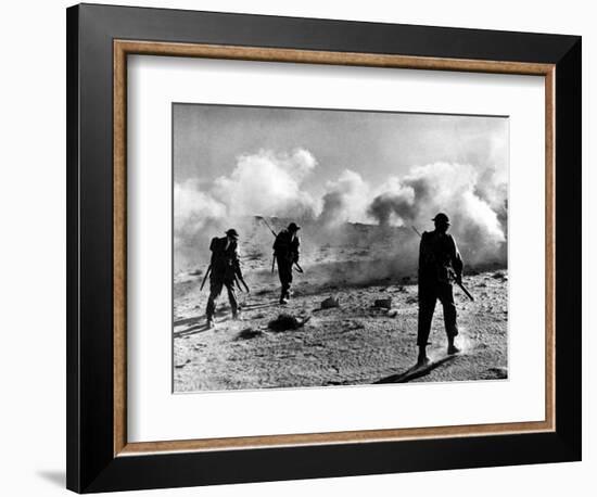 WW2 British Soldiers on Libyan Frontier 1941 Advancing Through a Smoke Screen-null-Framed Photographic Print