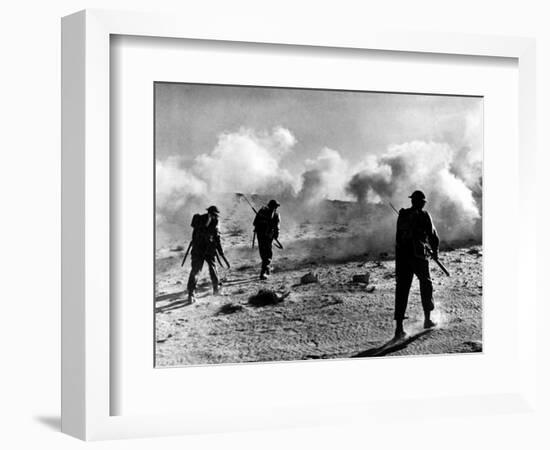 WW2 British Soldiers on Libyan Frontier 1941 Advancing Through a Smoke Screen-null-Framed Photographic Print