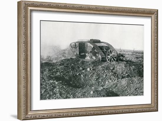 WWI British Tank in Action on the Western Front, 1917-English Photographer-Framed Photographic Print