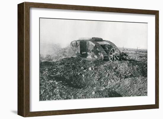 WWI British Tank in Action on the Western Front, 1917-English Photographer-Framed Photographic Print