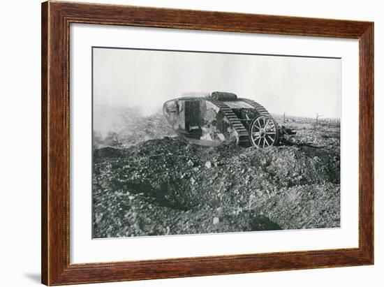 WWI British Tank in Action on the Western Front, 1917-English Photographer-Framed Photographic Print