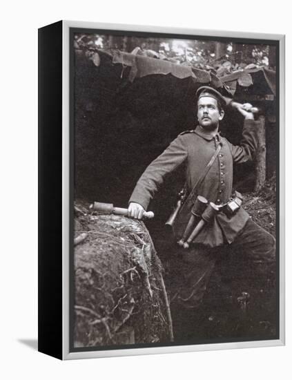 WWI German Grenadier Armed with Stick Grenades, 1915-German photographer-Framed Premier Image Canvas