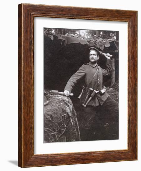 WWI German Grenadier Armed with Stick Grenades, 1915-German photographer-Framed Photographic Print