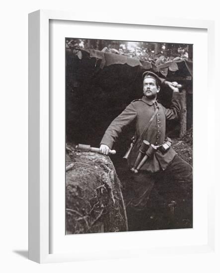 WWI German Grenadier Armed with Stick Grenades, 1915-German photographer-Framed Photographic Print
