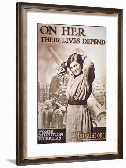 Wwi Poster Encouraging Women Munition Workers, C.1914-18-null-Framed Giclee Print