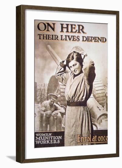 Wwi Poster Encouraging Women Munition Workers, C.1914-18-null-Framed Giclee Print