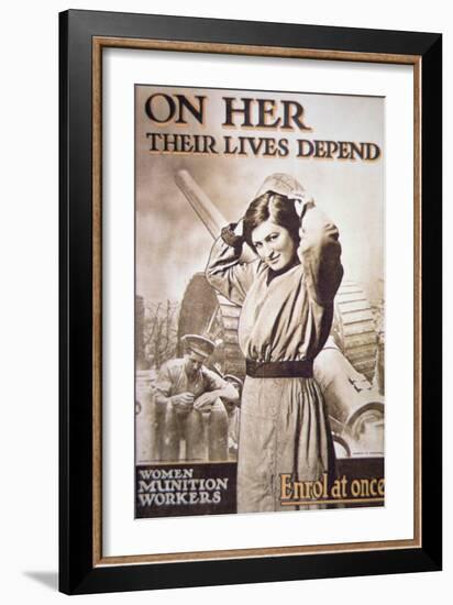 Wwi Poster Encouraging Women Munition Workers, C.1914-18-null-Framed Giclee Print