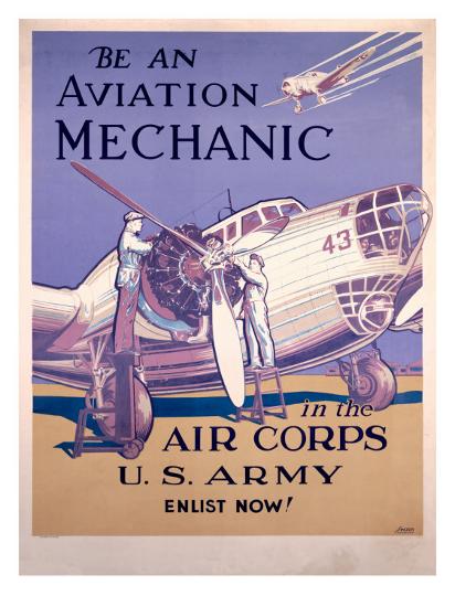 WWII AAF Army Air Corps Aviation Mechanic Poster Giclee 