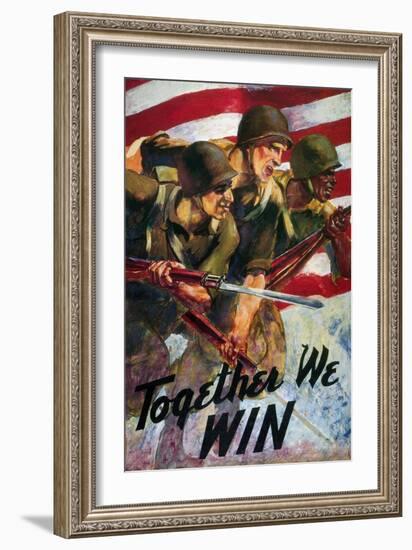WWII: Biracial Unity Poster-null-Framed Giclee Print