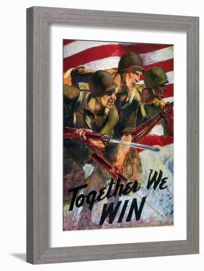 WWII: Biracial Unity Poster-null-Framed Giclee Print