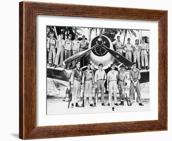 WWII Boyington and Black Sheep Crew 1944-null-Framed Photographic Print