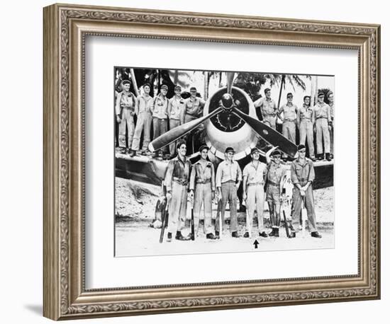 WWII Boyington and Black Sheep Crew 1944-null-Framed Photographic Print