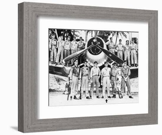 WWII Boyington and Black Sheep Crew 1944-null-Framed Photographic Print