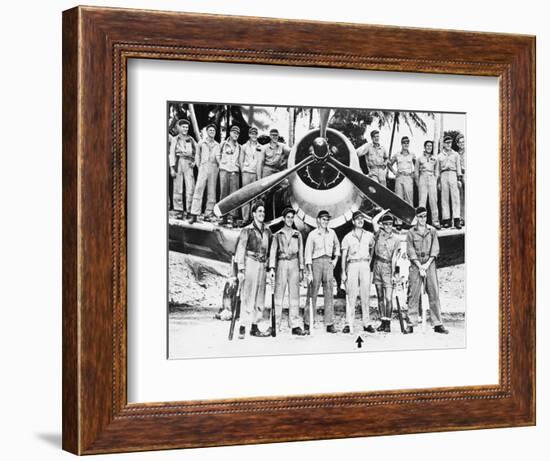 WWII Boyington and Black Sheep Crew 1944-null-Framed Photographic Print