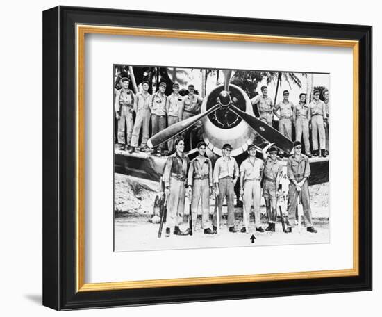 WWII Boyington and Black Sheep Crew 1944-null-Framed Photographic Print