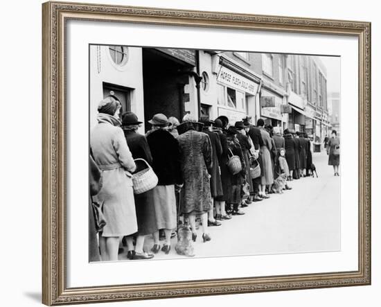 WWII Butcher Shop Line-null-Framed Photographic Print