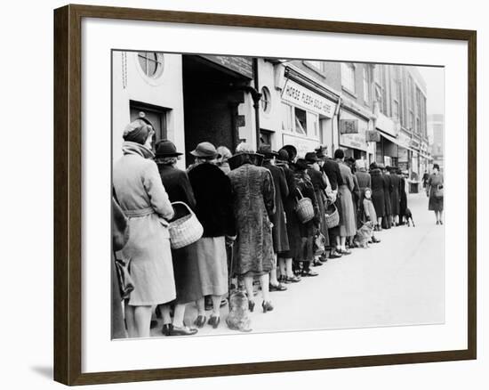 WWII Butcher Shop Line-null-Framed Photographic Print