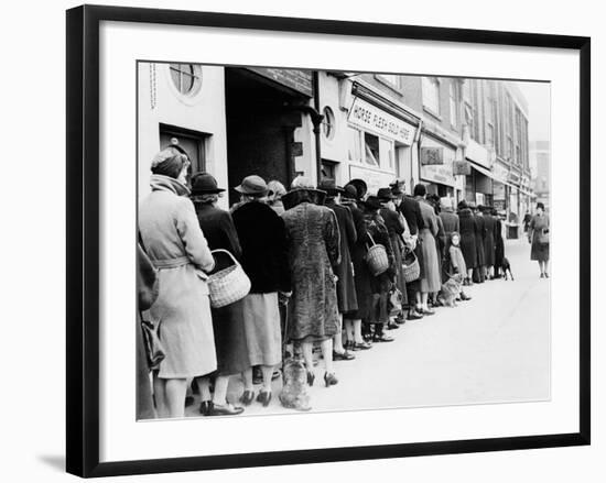 WWII Butcher Shop Line-null-Framed Photographic Print