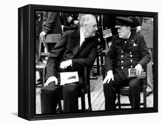 WWII Conference FDR Churchill-null-Framed Premier Image Canvas