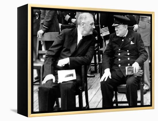 WWII Conference FDR Churchill-null-Framed Premier Image Canvas