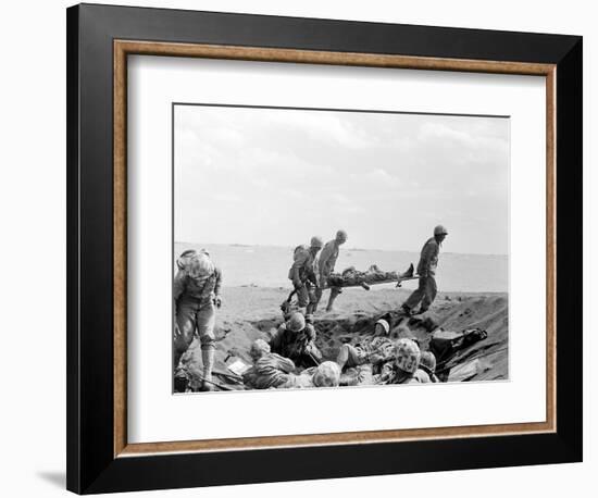 WWII Iwo Jima U.S. Invasion-Joe Rosenthal-Framed Photographic Print