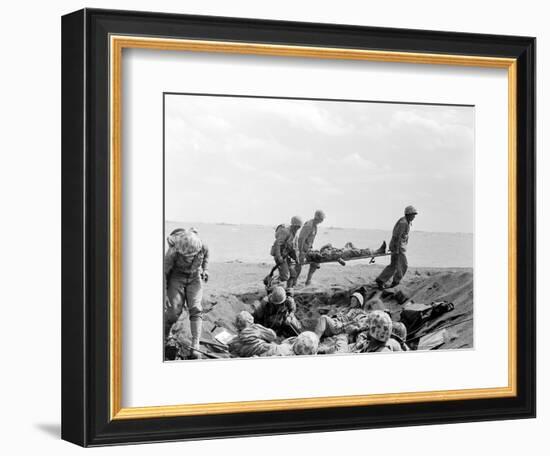 WWII Iwo Jima U.S. Invasion-Joe Rosenthal-Framed Photographic Print