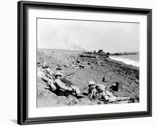 WWII Iwo Jima U.S. Invasion-Joe Rosenthal-Framed Photographic Print